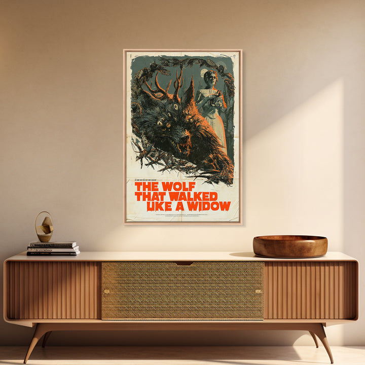 The Wolf That Walked Like A Widow, English Language Horror Movie Poster, Giallo Horror Art, Cult Horror Poster, Canvas Print
