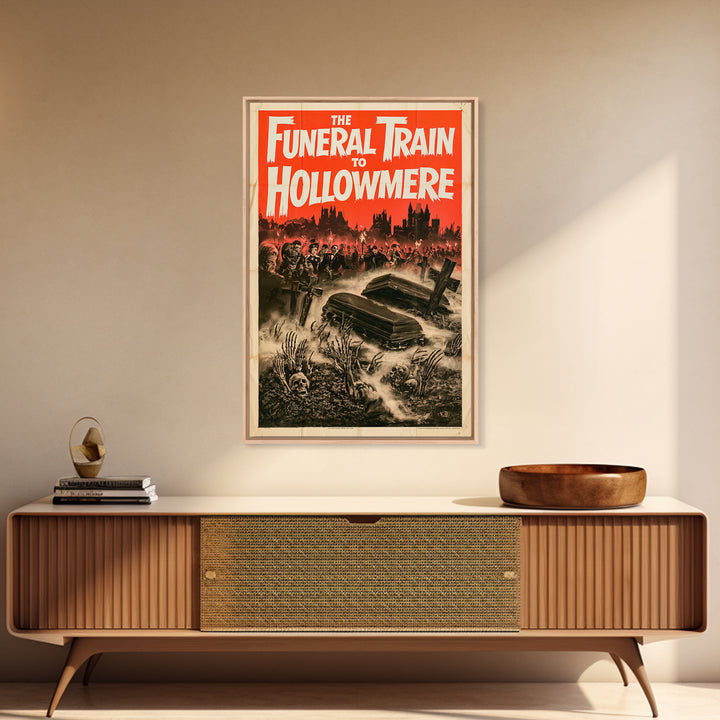 The Funeral Train To Hollowmere, English Language Horror Movie Poster, 1960s Horror Art, Retro Horror Movie Art, Canvas Print