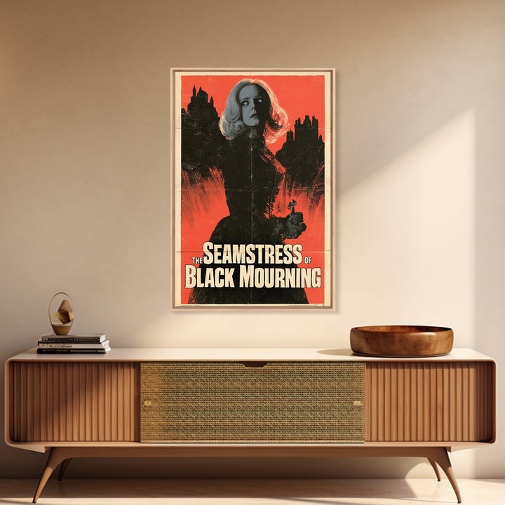 The Seamstress Of Black Mourning, English Language Horror Movie Poster, 1960s Horror Art, Cult Horror Poster, Framed Canvas Print