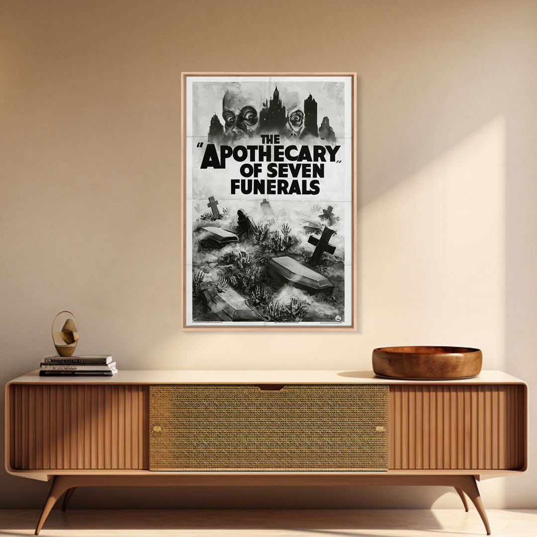 The Apothecary Of Seven Funerals, English Language Horror Movie Poster, 1930s Horror Art, Cult Horror Poster, Framed Canvas Print