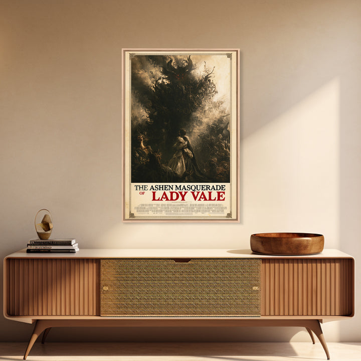 The Ashen Masquerade Of Lady Vale, English Language Horror Movie Poster, Gothic Nightmare Art, Classic Monster Poster