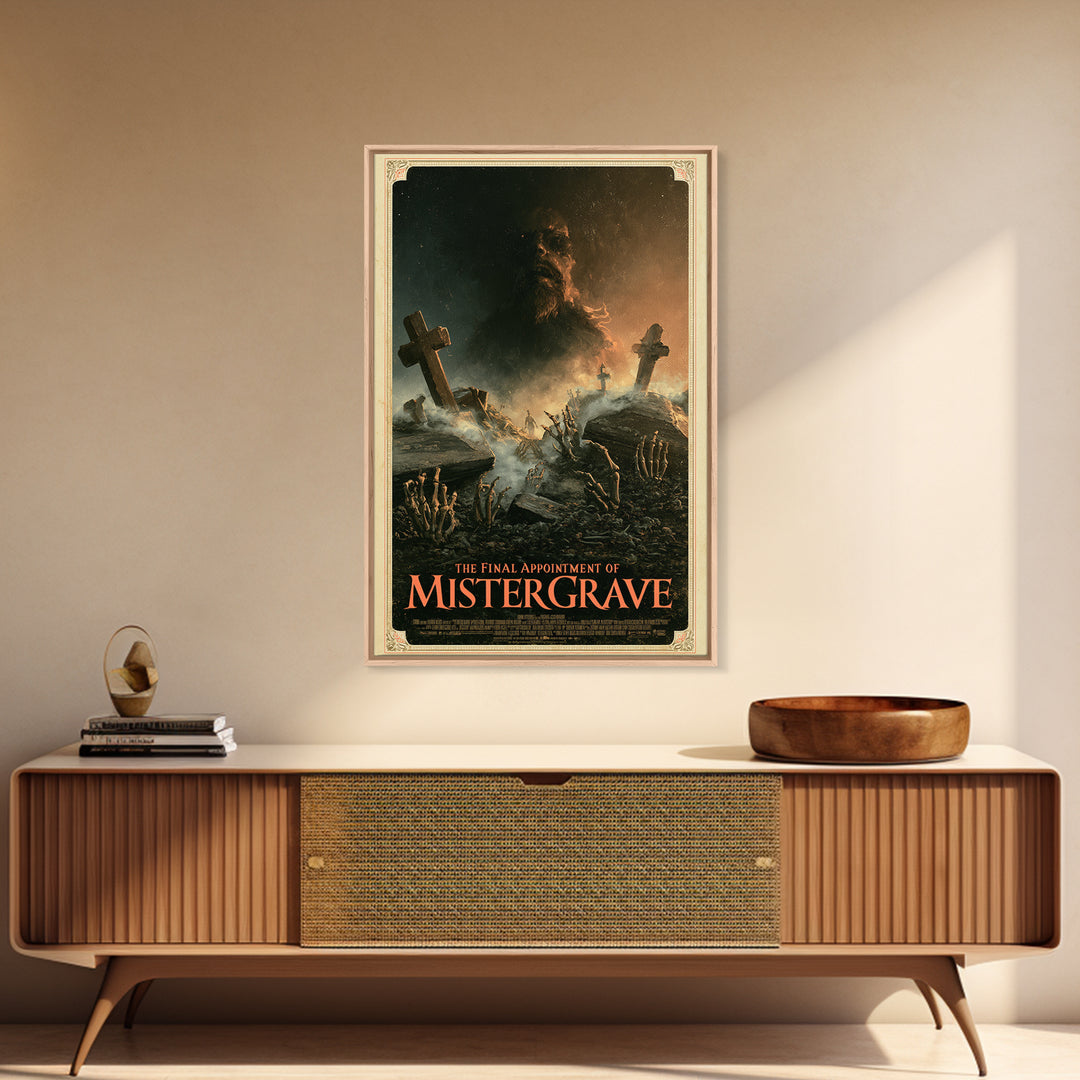 The Final Appointment Of Mister Grave, English Language Horror Movie Poster, Gothic Nightmare Art, Classic Monster Poster