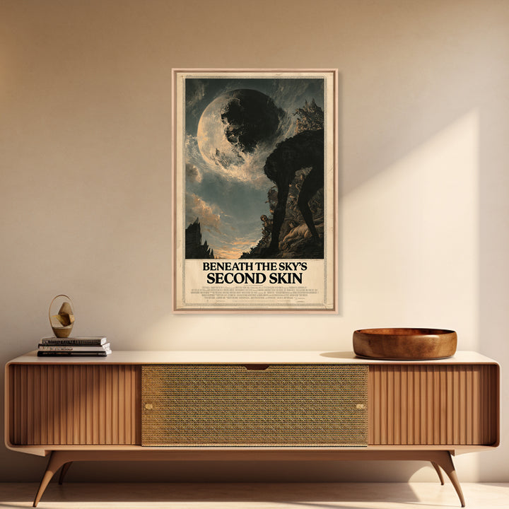 Beneath The Sky'S Second Skin, English Language Horror Movie Poster, Gothic Nightmare Art, Retro Horror Movie Art, Framed Canvas Print