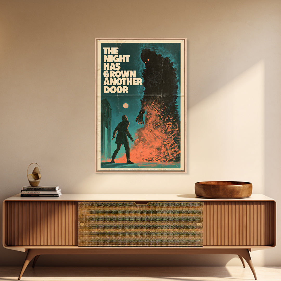 The Night Has Grown Another Door, English Language Horror Movie Poster, Giallo Horror Art, Cult Horror Poster, Framed Canvas Print
