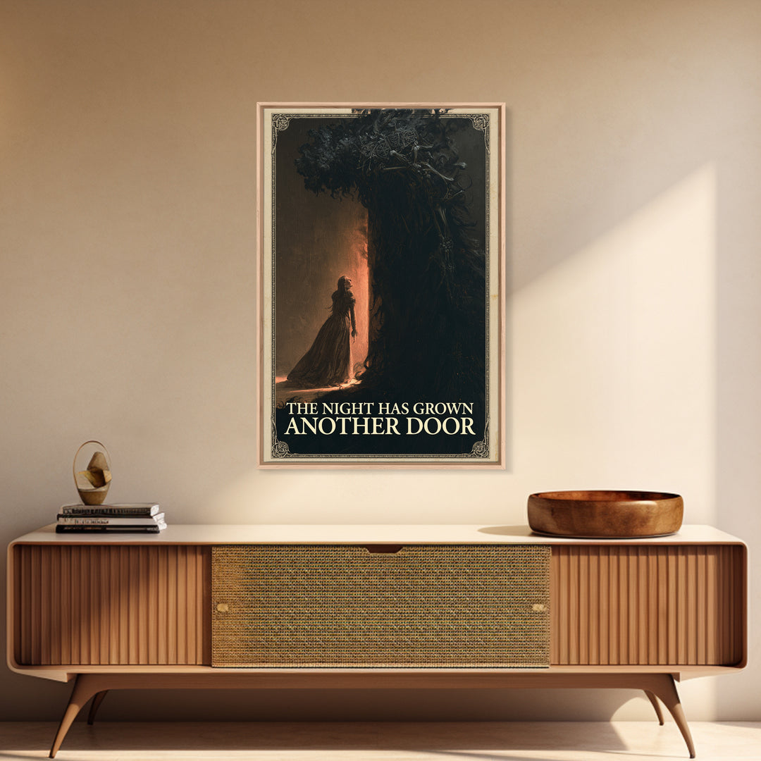 The Night Has Grown Another Door, English Language Horror Movie Poster, Gothic Nightmare Art, Cult Horror Poster, Framed Canvas Print