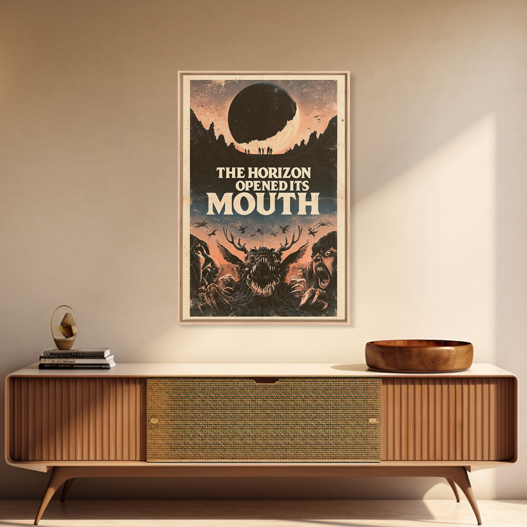 The Horizon Opened Its Mouth, English Language Horror Movie Poster, 1970s Horror Art, Cult Horror Poster, Framed Canvas Print
