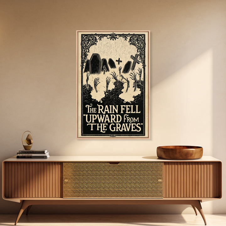 The Rain Fell Upward From The Graves, English Language Horror Movie Poster, Decadent Line Art, Cult Horror Poster