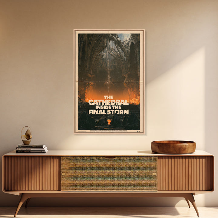 The Cathedral Inside The Final Storm, English Language Horror Movie Poster, 1970s Horror Art, Classic Monster Poster, Framed Canvas Print