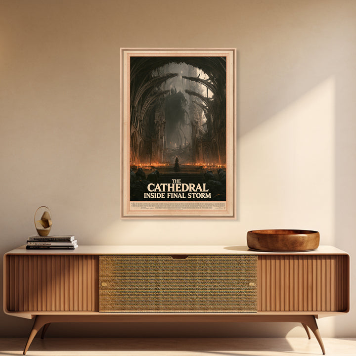 The Cathedral Inside The Final Storm, English Language Horror Movie Poster, Gothic Nightmare Art, Gothic Cinema Wall Art, Canvas Print