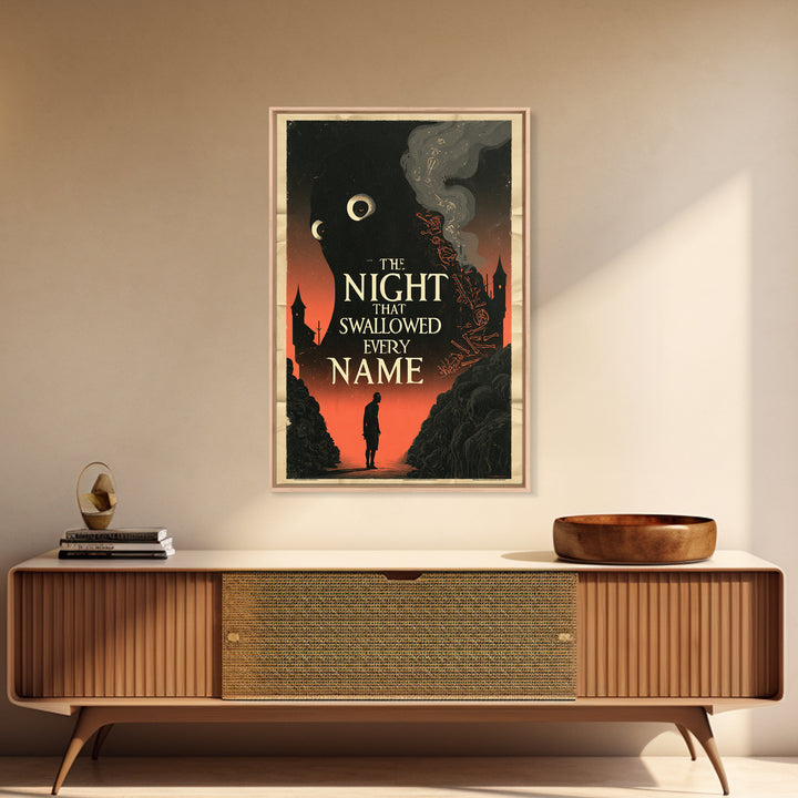 The Night That Swallowed Every Name, English Language Horror Movie Poster, 1930s Horror Art, Gothic Cinema Wall Art, Canvas Print