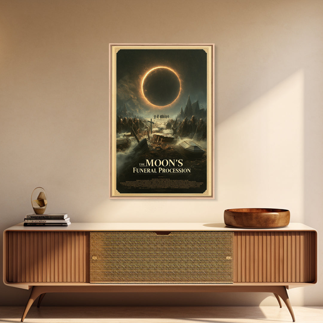 The Moon'S Funeral Procession, English Language Horror Movie Poster, Dark Romantic Horror Art, Retro Horror Movie Art, Canvas Print
