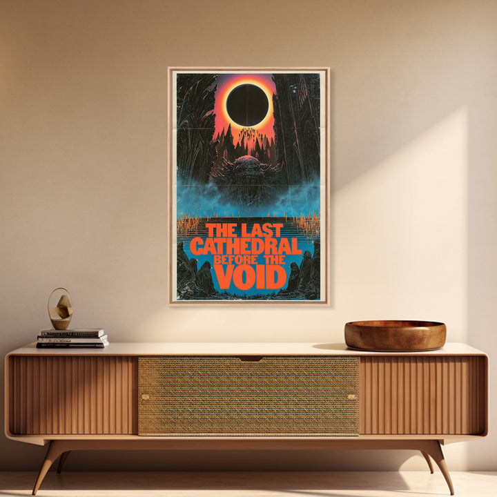 The Last Cathedral Before The Void, English Language Horror Movie Poster, 1980s Vhs Nightmare Cover Inspired Art, Gothic Cinema Wall Art
