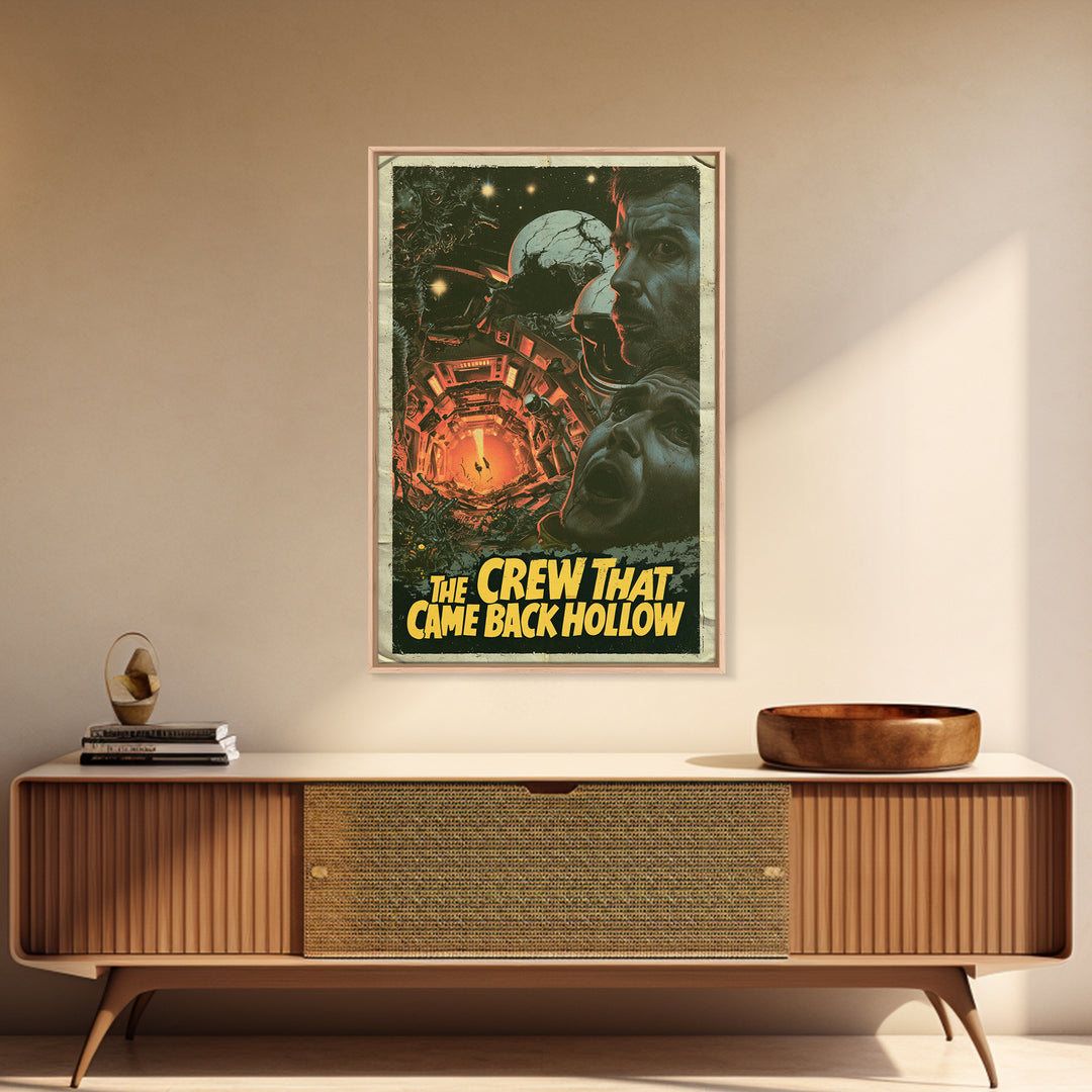 The Crew That Came Back Hollow, English Language Horror Movie Poster, 1970s Horror Art, Cult Horror Poster, Framed Canvas Print