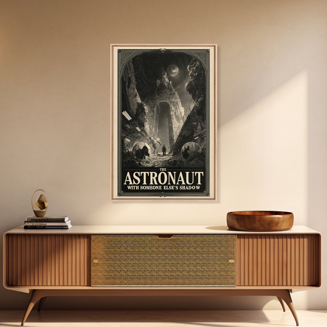 The Astronaut With Someone Else'S Shadow, English Language Horror Movie Poster, Gothic Engraving Art, Classic Monster Poster