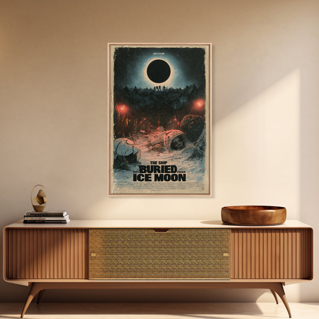 The Ship Buried Under The Ice Moon, English Language Horror Movie Poster, Dark Romantic Horror Art, Classic Monster Poster, Canvas Print