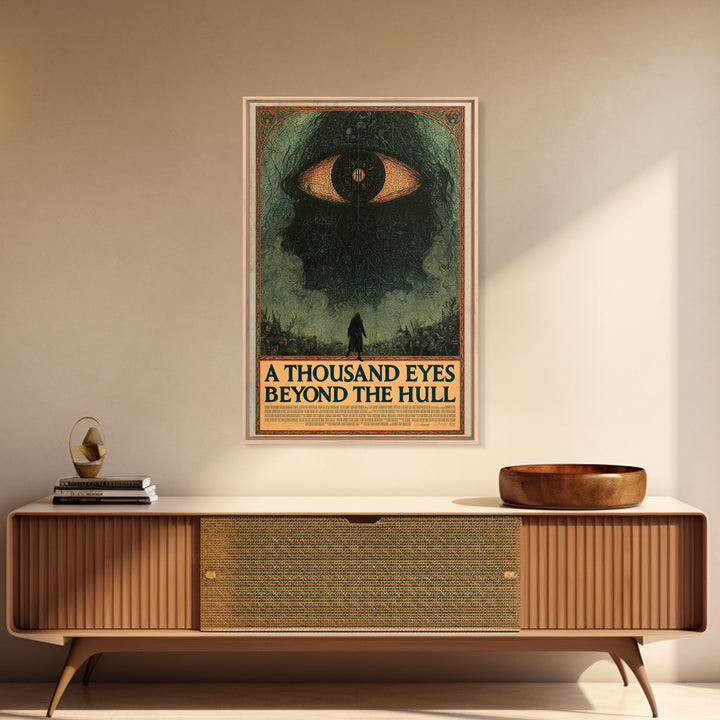 A Thousand Eyes Beyond The Hull, English Language Horror Movie Poster, Stained Glass Gothic Art, Classic Monster Poster, Canvas Print