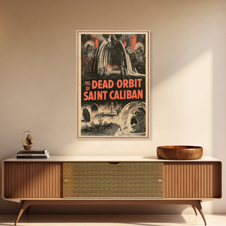 The Dead Orbit Of Saint Caliban, English Language Horror Movie Poster, 1950s Creature-Feature One-Sheet Inspired Art, Classic Monster Poster