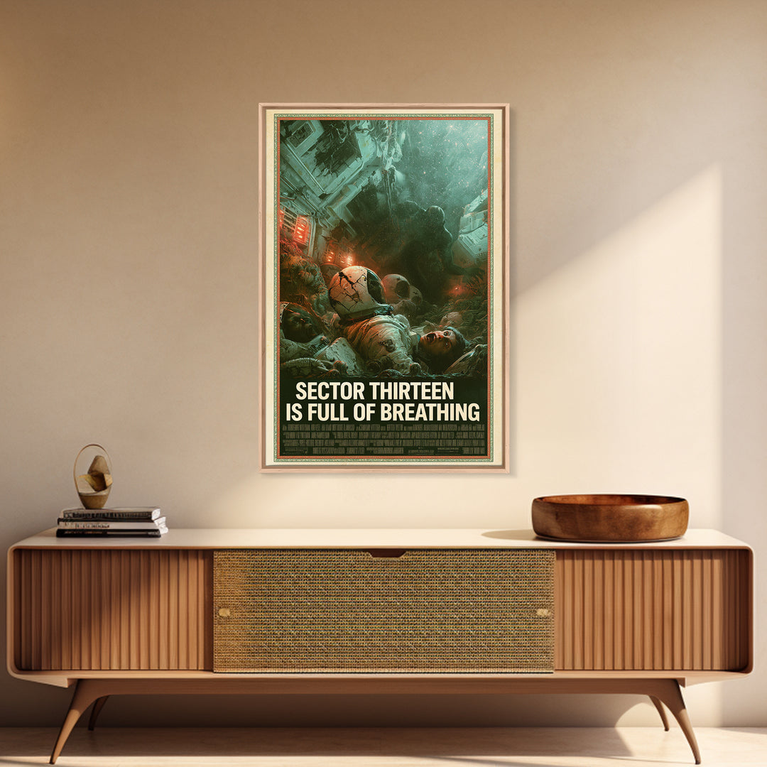 Sector Thirteen Is Full Of Breathing, English Language Horror Movie Poster, Gothic Nightmare Art, Classic Monster Poster