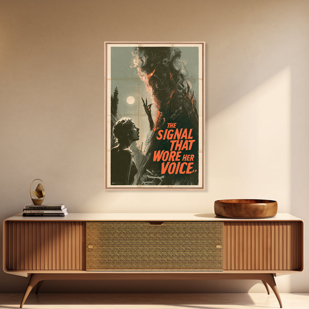 The Signal That Wore Her Voice, English Language Horror Movie Poster, Giallo Horror Art, Cult Horror Poster, Framed Canvas Print