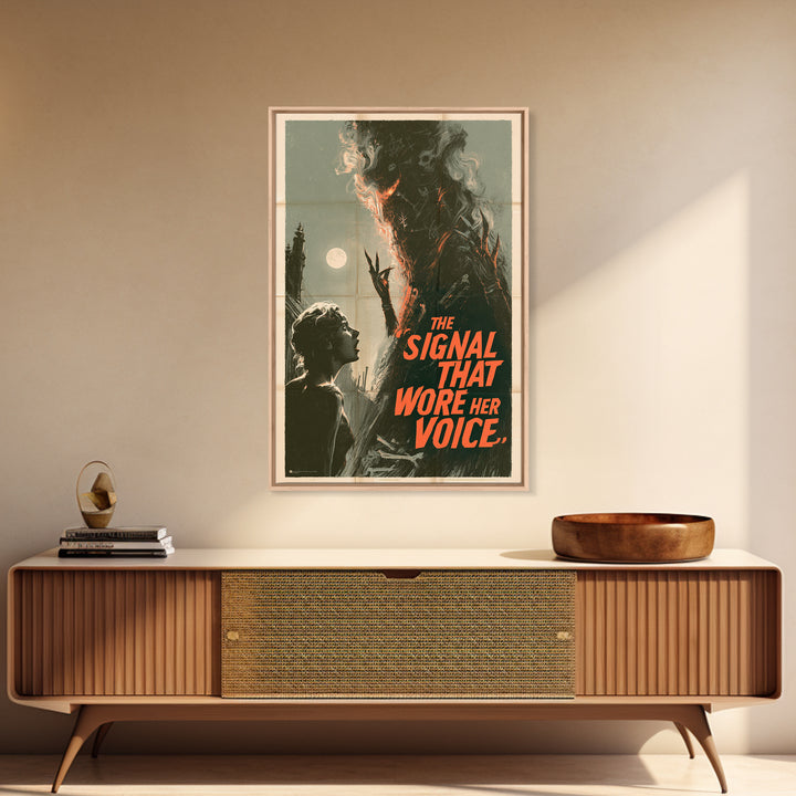 The Signal That Wore Her Voice, English Language Horror Movie Poster, Giallo Horror Art, Cult Horror Poster, Framed Canvas Print