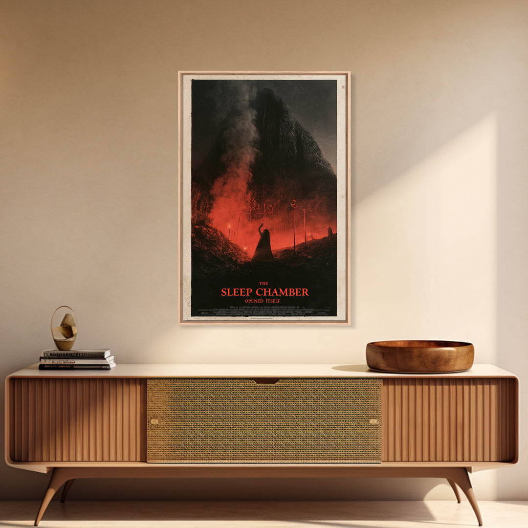 The Sleep Chamber Opened Itself, English Language Horror Movie Poster, 1930s Horror Art, Gothic Cinema Wall Art, Framed Canvas Print