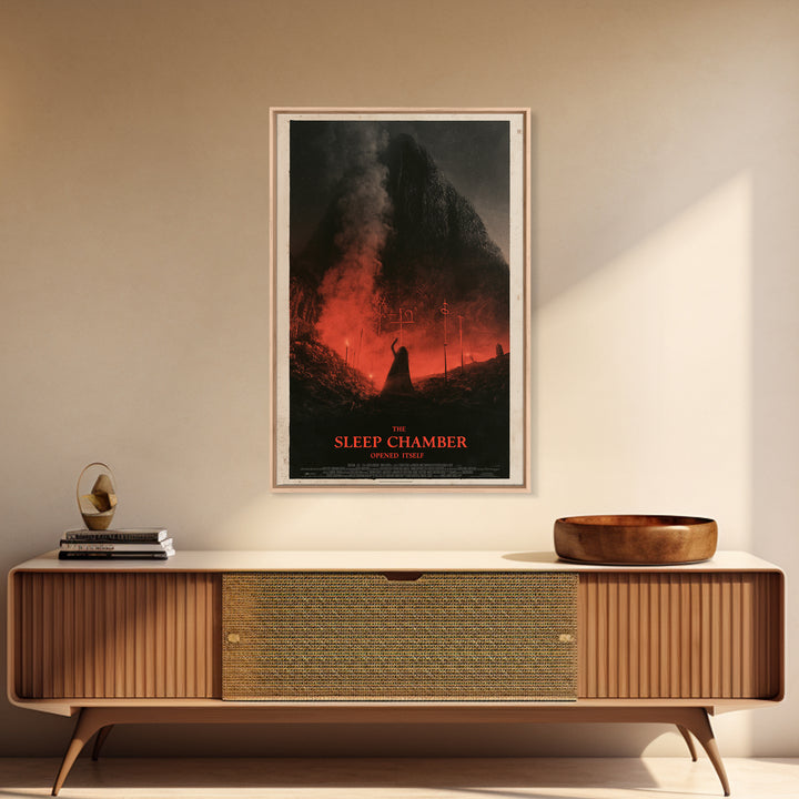 The Sleep Chamber Opened Itself, English Language Horror Movie Poster, 1930s Horror Art, Gothic Cinema Wall Art, Framed Canvas Print