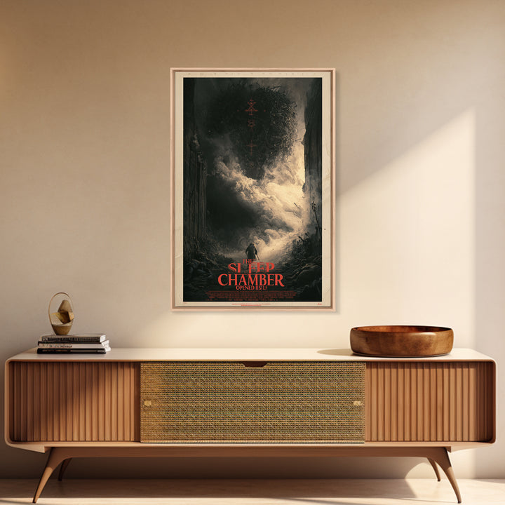 The Sleep Chamber Opened Itself, English Language Horror Movie Poster, Dark Romantic Horror Art, Gothic Cinema Wall Art, Canvas Print