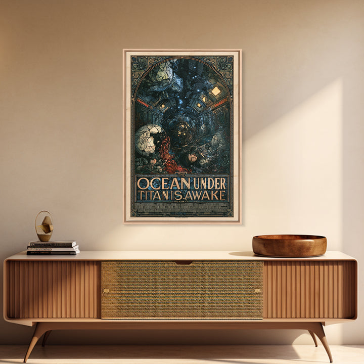 The Ocean Under Titan Is Awake, English Language Horror Movie Poster, Stained Glass Gothic Art, Cult Horror Poster, Canvas Print