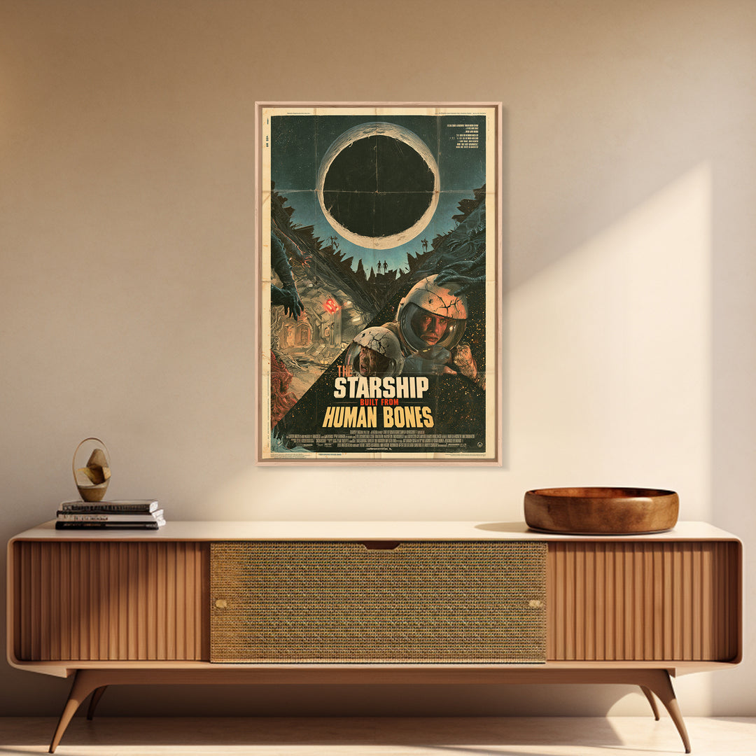 The Starship Built From Human Bones, English Language Horror Movie Poster, Giallo Horror Art, Retro Horror Movie Art, Framed Canvas Print