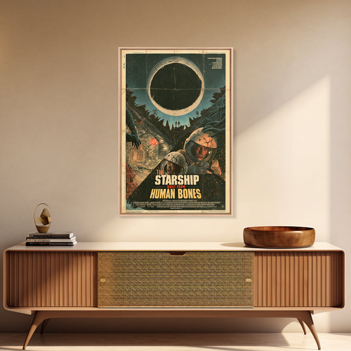 The Starship Built From Human Bones, English Language Horror Movie Poster, Giallo Horror Art, Retro Horror Movie Art, Framed Canvas Print