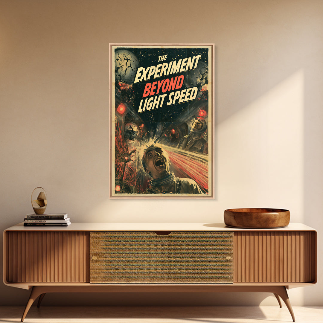 The Experiment Beyond Light Speed, English Language Horror Movie Poster, 1950s Creature-Feature One-Sheet Inspired Art, Cult Horror Poster