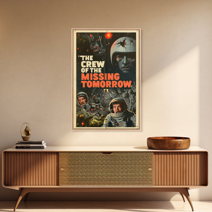 The Crew Of The Missing Tomorrow, English Language Horror Movie Poster, 1970s Horror Art, Retro Horror Movie Art, Framed Canvas Print