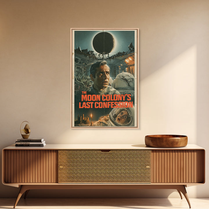 The Moon Colony'S Last Confession, English Language Horror Movie Poster, 1960s Horror Art, Cult Horror Poster, Canvas Print