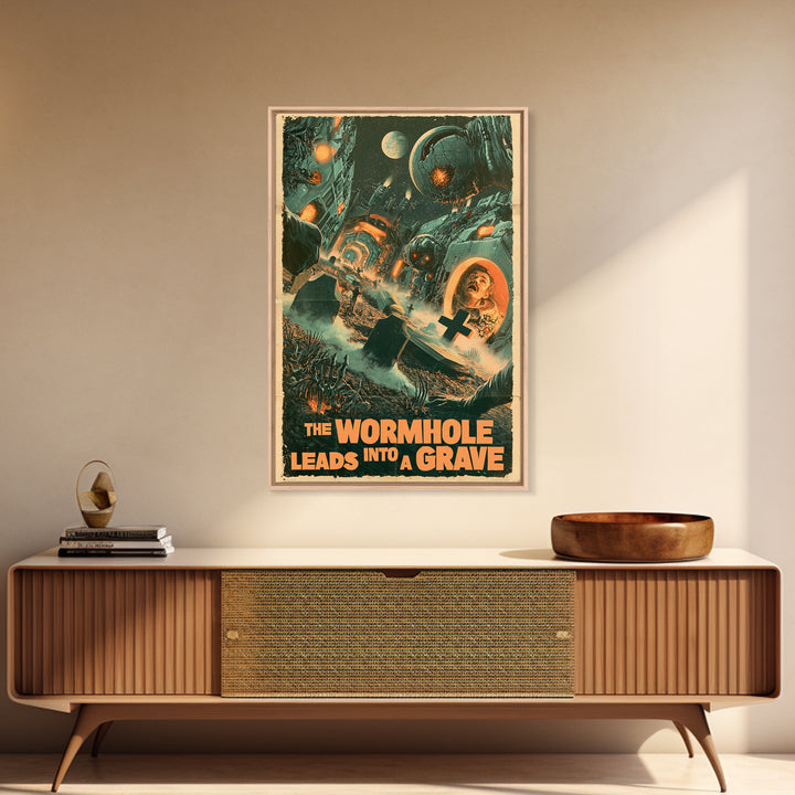 The Wormhole Leads Into A Grave, English Language Horror Movie Poster, Giallo Horror Art, Gothic Cinema Wall Art, Canvas Print