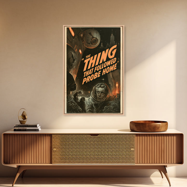 The Thing That Followed The Probe Home, English Language Horror Movie Poster, 1930s Horror Art, Classic Monster Poster, Canvas Print