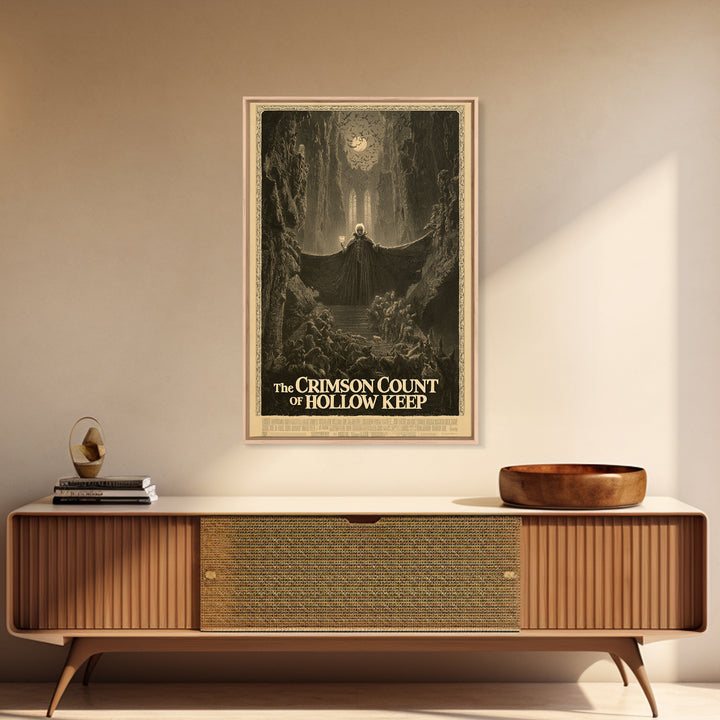 The Crimson Count Of Hollow Keep, English Language Horror Movie Poster, Gothic Engraving Art, Gothic Cinema Wall Art, Canvas Print