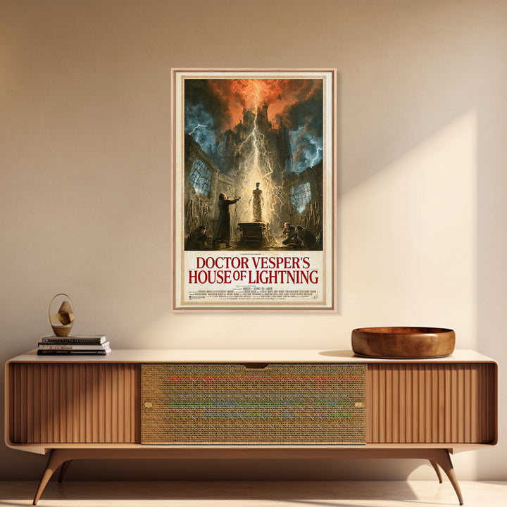 Doctor Vesper'S House Of Lightning, English Language Horror Movie Poster, Apocalyptic Romantic Art, Retro Horror Movie Art, Dark Fantasy Art