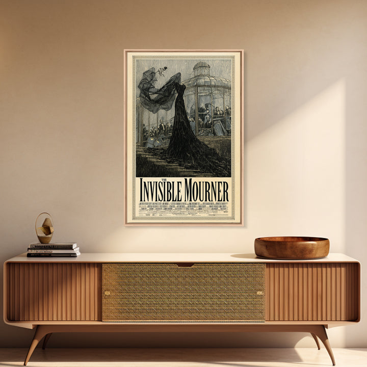 The Invisible Mourner, English Language Horror Movie Poster, Victorian Macabre Art, Cult Horror Poster, Framed Canvas Print