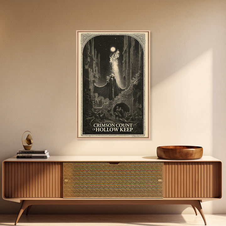 The Crimson Count Of Hollow Keep, English Language Horror Movie Poster, Gothic Engraving Art, Cult Horror Poster, Canvas Print