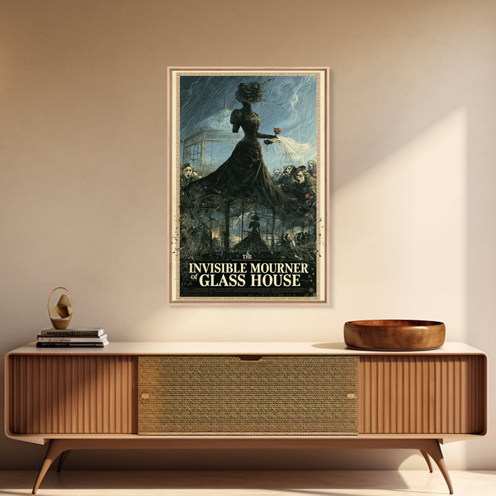 The Invisible Mourner Of Glass House, English Language Horror Movie Poster, Victorian Macabre Art, Classic Monster Poster