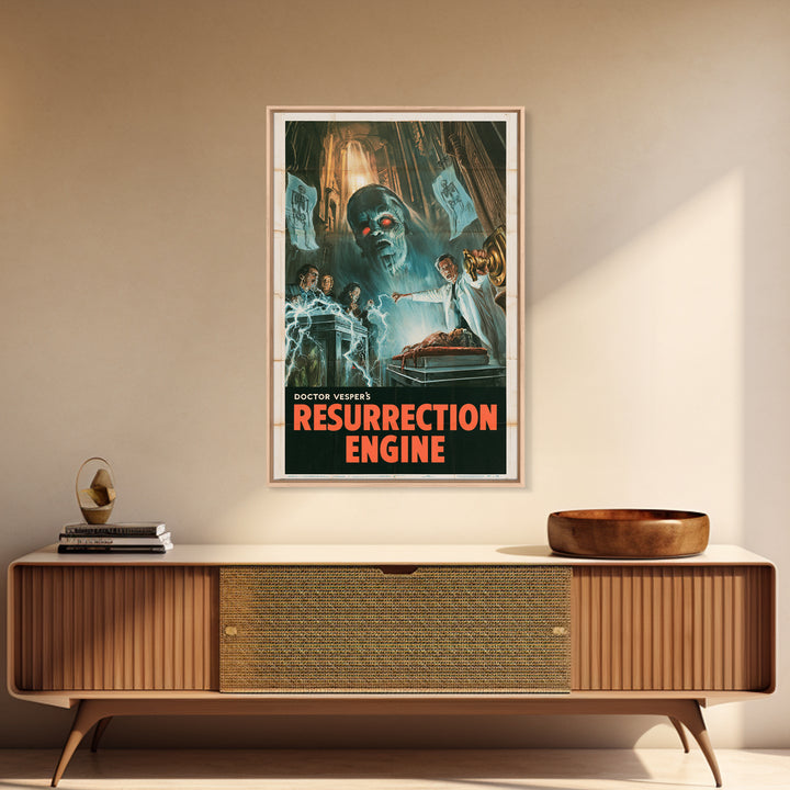 Doctor Vesper'S Resurrection Engine, English Language Horror Movie Poster, 1950s Horror Art, Classic Monster Poster, Framed Canvas Print