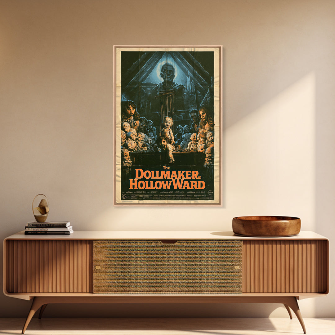 The Dollmaker Of Hollow Ward, English Language Horror Movie Poster, 1970s Horror Art, Retro Horror Movie Art, Canvas Print, Dark Fantasy Art