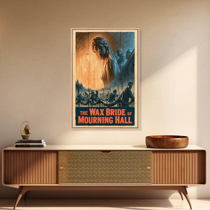 The Wax Bride Of Mourning Hall, English Language Horror Movie Poster, 1950s Horror Art, Classic Monster Poster, Framed Canvas Print