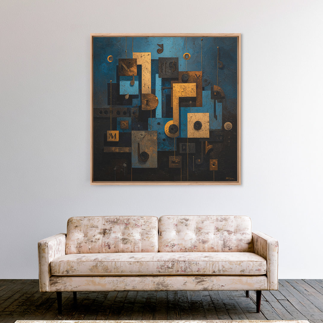 Musical Notes as Abstract Floating Shapes Without Framed Canvas Print, Music Studio Art, Music, Studio Decor, Fine Art, Rhythm, MSA-1x1-12