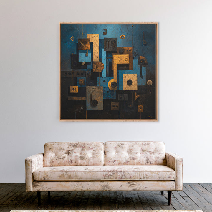Musical Notes as Abstract Floating Shapes Without Framed Canvas Print, Music Studio Art, Music, Studio Decor, Fine Art, Rhythm, MSA-1x1-12