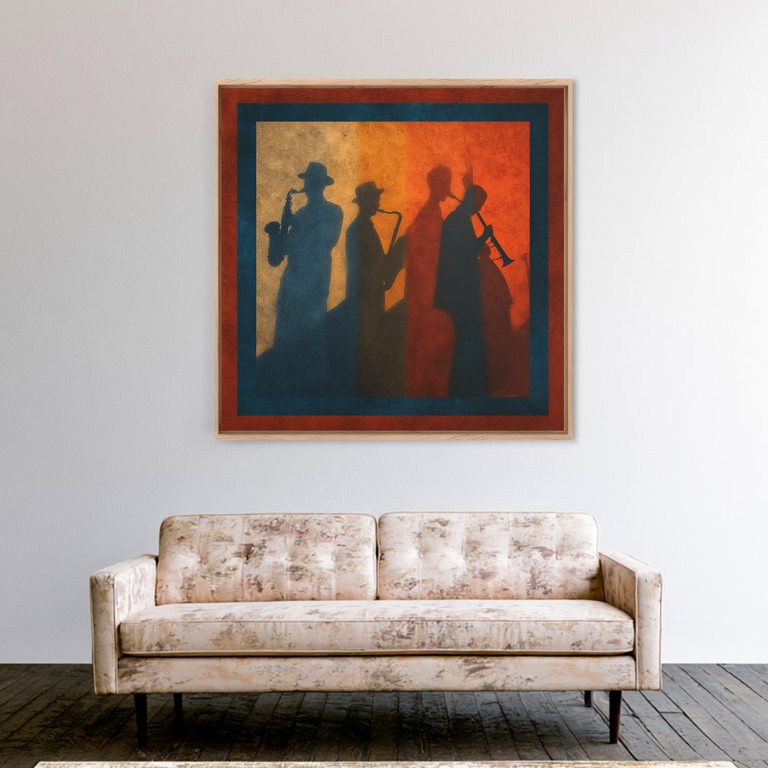Jazz Quartet Silhouettes Canvas Print, Music Studio Art, Music Posters, Studio Decor, Oil Painting, Rhythm, Music Lover, MSA-1x1-22