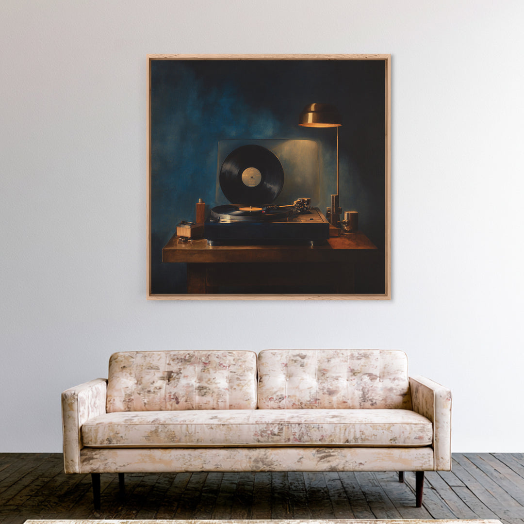 Vinyl Record and Turntable Still Life Canvas Print, Music Studio Art, Modern Wall Art, Studio Decor, Abstract Art, Rhythm, MSA-1x1-3
