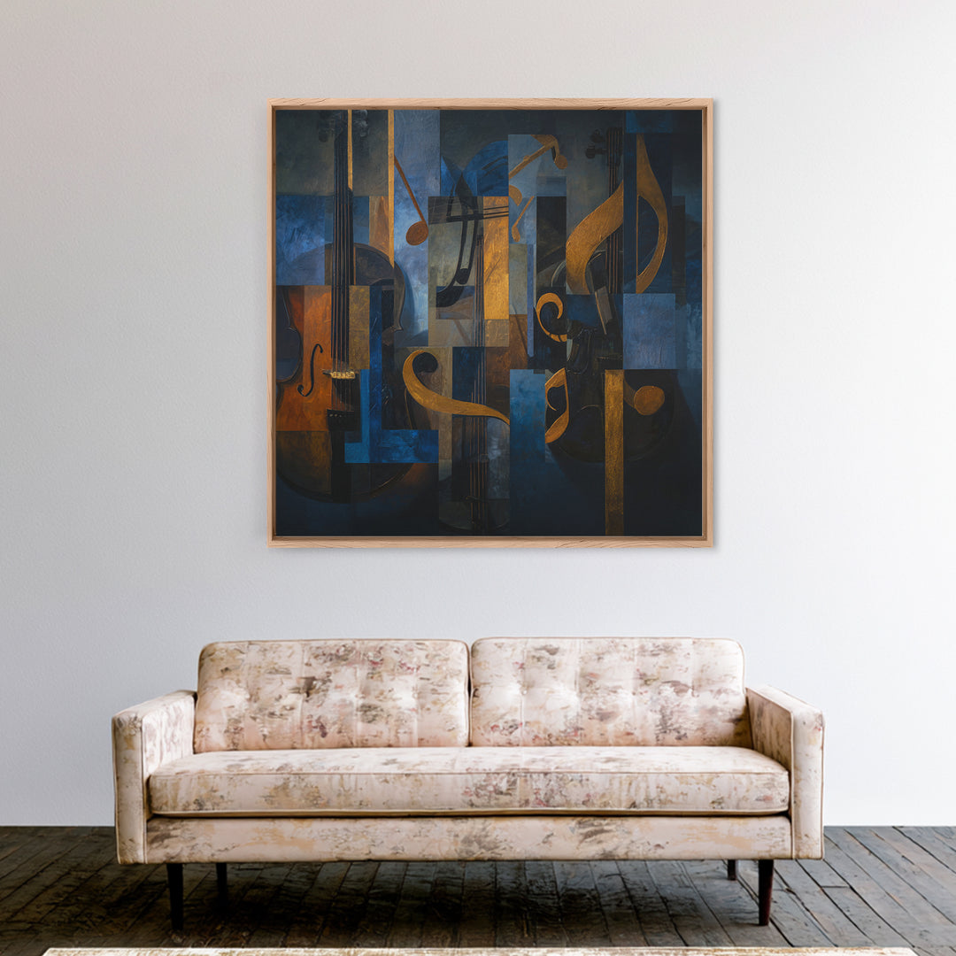 Musical Notes as Abstract Floating Shapes Without Canvas Print, Music Studio Art, Custom Painting, Studio Decor, Abstract Art, MSA-1x1-36