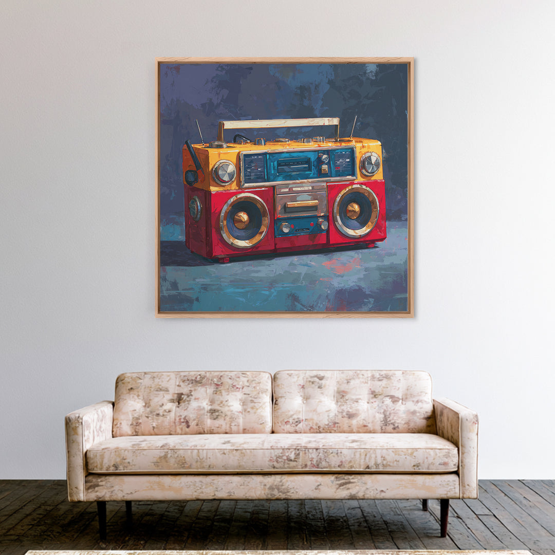 Hip Hop Boombox Framed Canvas Print, Music Studio Art, Gallery Decor, Studio Decor, Fine Art, Rhythm, Contemporary Art, MSA-1x1-41