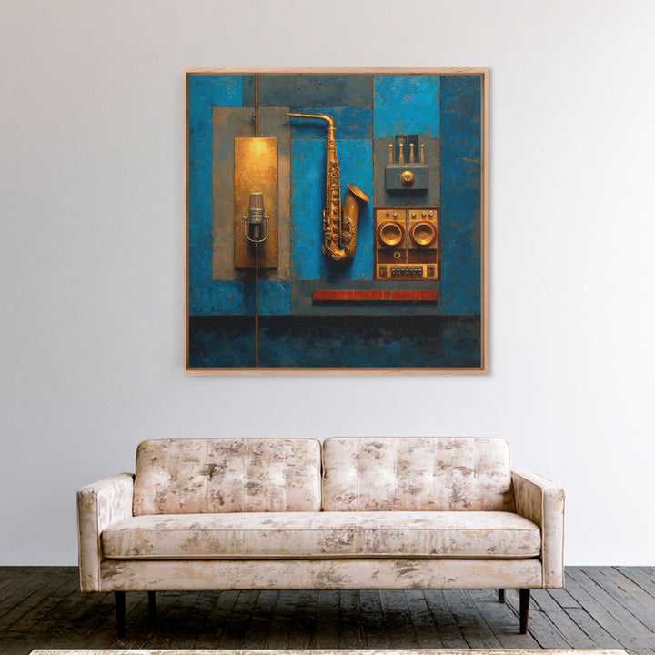 Soundproof Foam Pattern Transformed into Art Canvas Print, Music Studio Art, Commission Painting, Studio Decor, Rhythm, MSA-1x1-43
